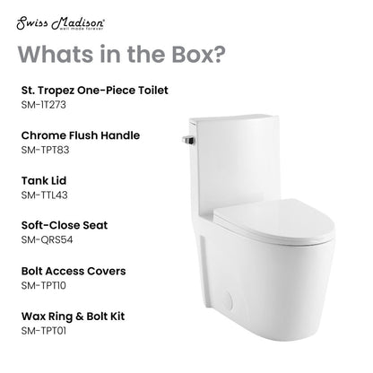 Swiss Madison St. Tropez One-Piece 10" Rough-in 1.28 GPF Left Flush Elongated Toilet in Glossy White (6 - Pack)