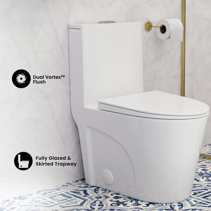 Swiss Madison St. Tropez One Piece Elongated Toilet Dual Vortex Flush 1.1/1.6 gpf with 10" Rough In (6 - Pack)