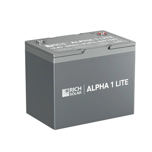 Rich Solar ALPHA 1 LITE | 12V 100Ah LiFePO4 Battery | Lightweight 12V Lithium Battery for RVs, Trailers, Vans, Boats, Off-Grid | 4,000 Lifetime Cycles | Best Value