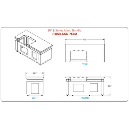 AOG 30" L-Series Island Bundle (75"w x 35"d x 36"h) - Model #: IP30LB-CGD-75SM