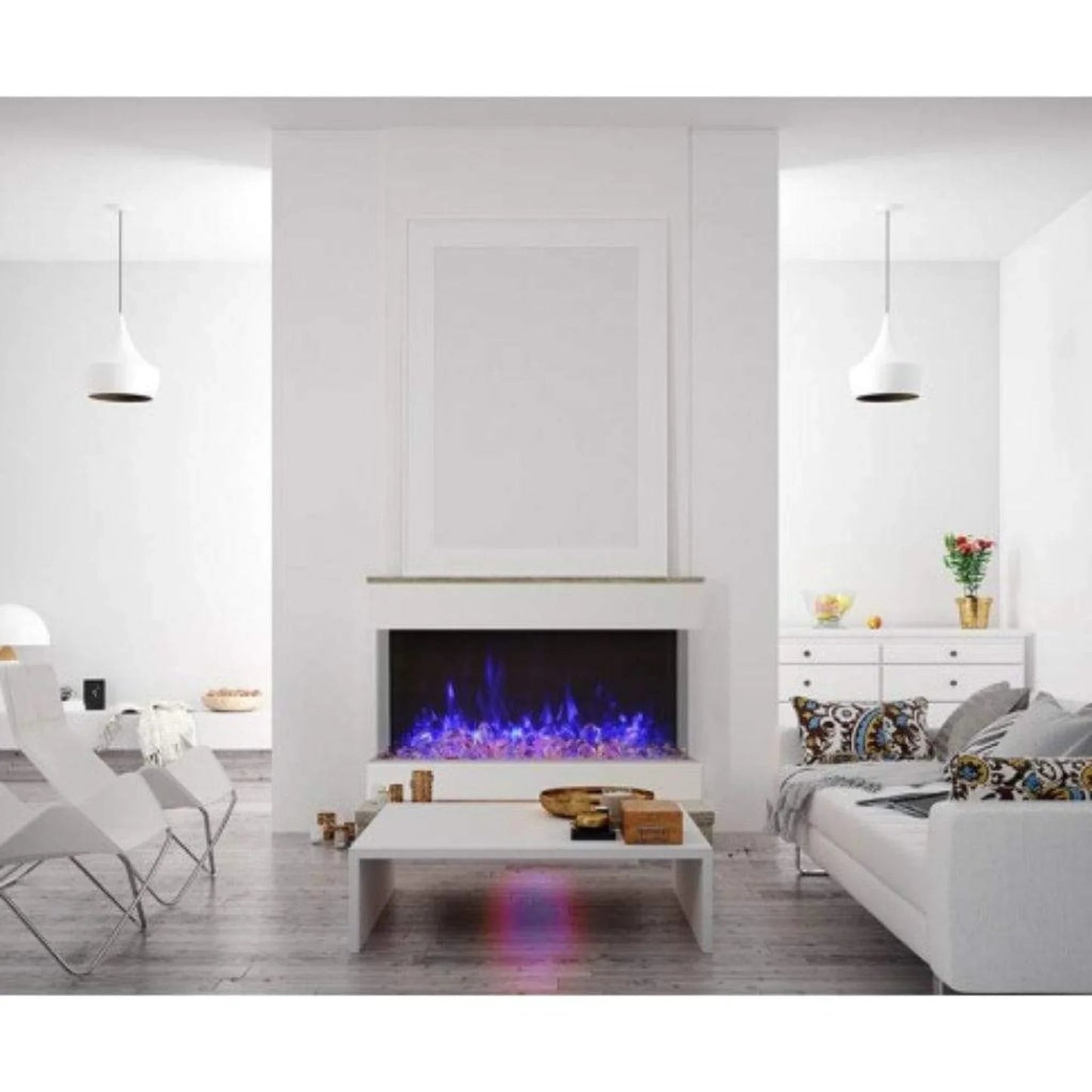 Amantii Tru-View XL XT 50" Three-Sided Electric Fireplace with Designer Media Kit