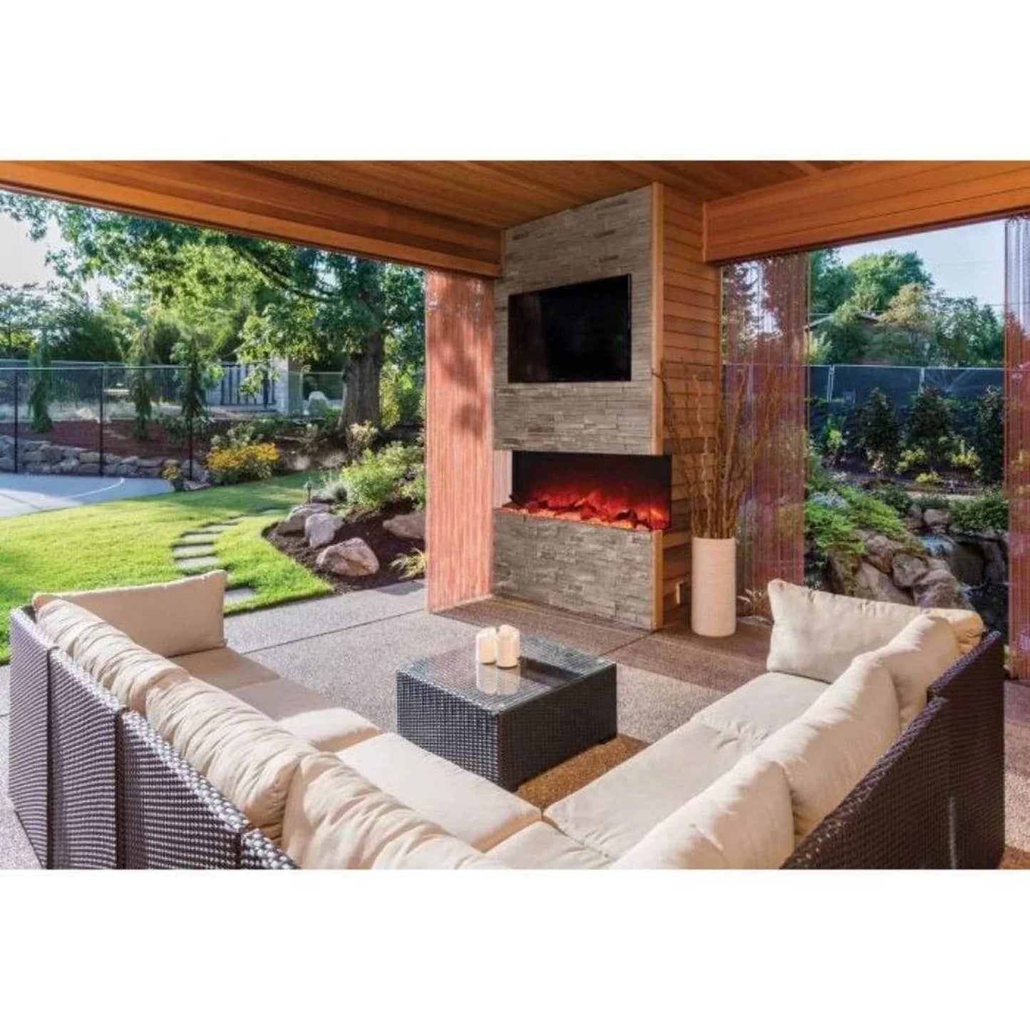 Amantii Tru-View XL XT 60" Three-Sided Electric Fireplace for Indoor or Outdoor Use