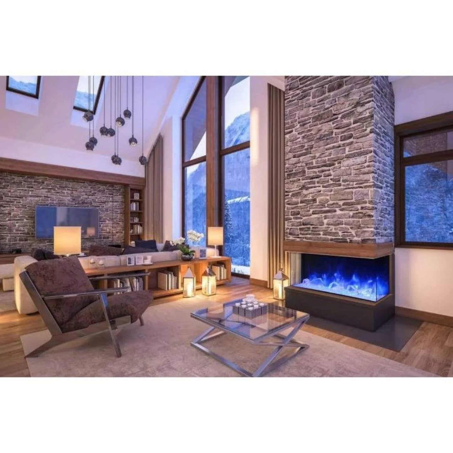 Amantii Tru-View XL XT 60" Three-Sided Electric Fireplace for Indoor or Outdoor Use