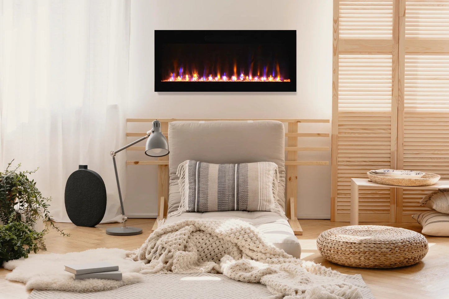 Amantii Fire & Ice Evolution 50" Linear Electric Fireplace with Multi-Color Flame Effects