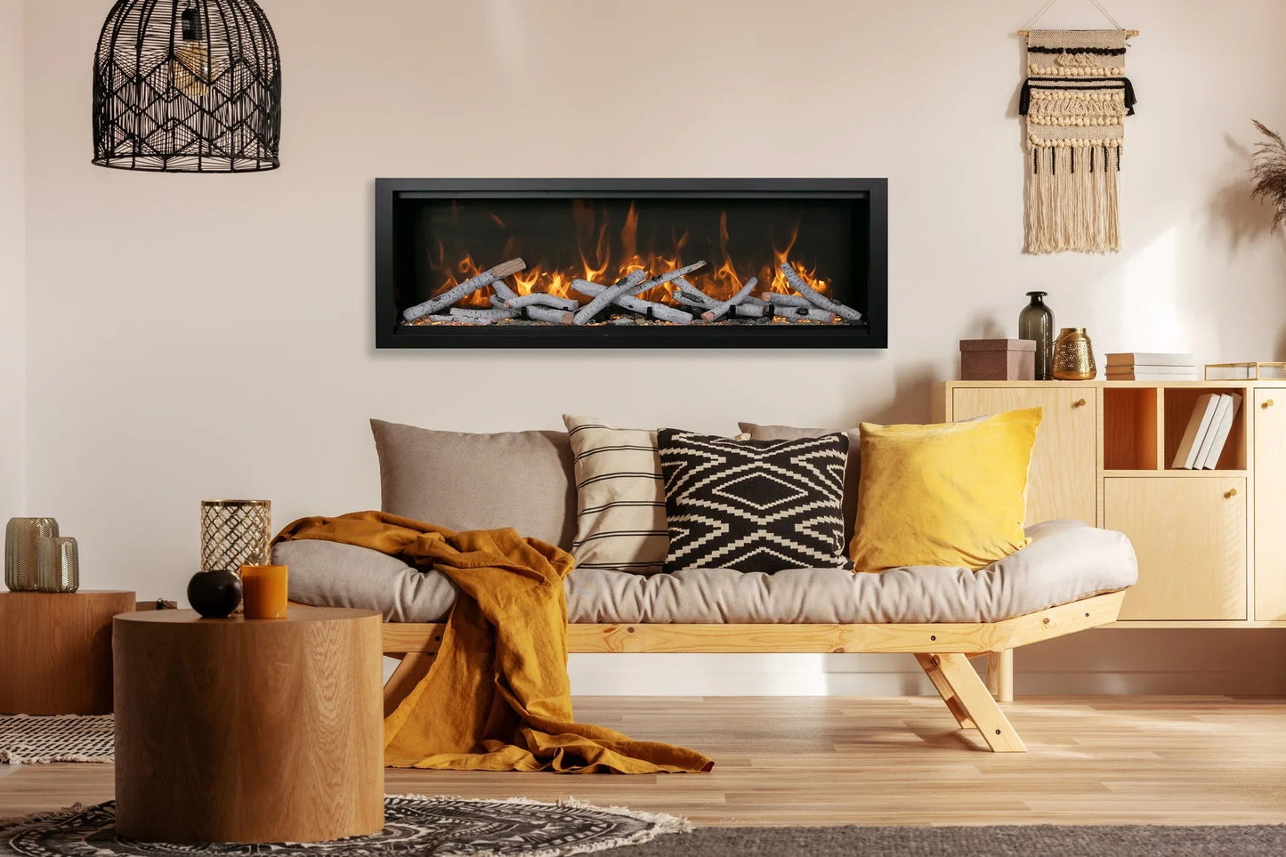 Amantii Symmetry Bespoke 42" Built-In Smart Electric Fireplace – Indoor/Outdoor with WiFi Control and Crackling Sound