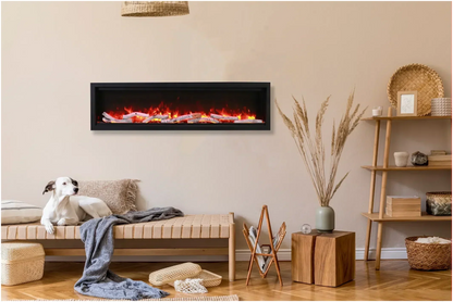 Amantii Symmetry Bespoke 88" Built-In Smart Electric Fireplace – Indoor/Outdoor with Bluetooth and Crackling Sound