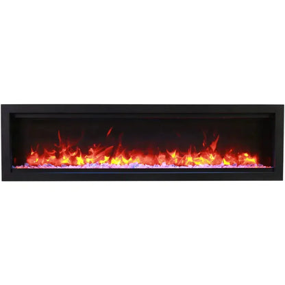 Amantii Symmetry Lumina 100" Smart Built-In Electric Fireplace – Indoor/Outdoor with LED Logset & Front Heat Vent