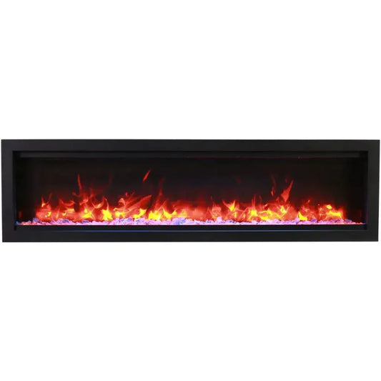Amantii Symmetry Lumina 100" Smart Built-In Electric Fireplace – Indoor/Outdoor with LED Logset & Front Heat Vent