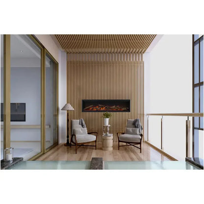 Amantii Symmetry Lumina 42" Smart Built-in Electric Fireplace for Indoor/Outdoor Use with Logset & Front Vent Heat
