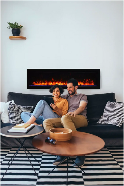 Amantii Symmetry Lumina 74" Built-in Smart Electric Fireplace with Silent Heater for Indoor/Outdoor Use