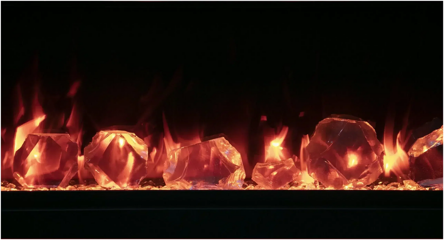 Amantii Symmetry Lumina 88" Smart Electric Fireplace – Indoor/Outdoor Built-in with LED Logset & Front Heat Vent