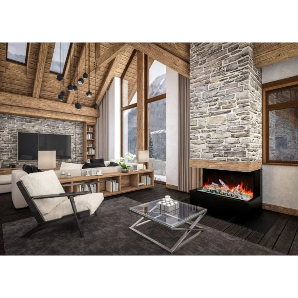 Amantii Tru View Bespoke 55" Three-Sided Indoor/Outdoor Electric Fireplace with Smart Control and Bluetooth