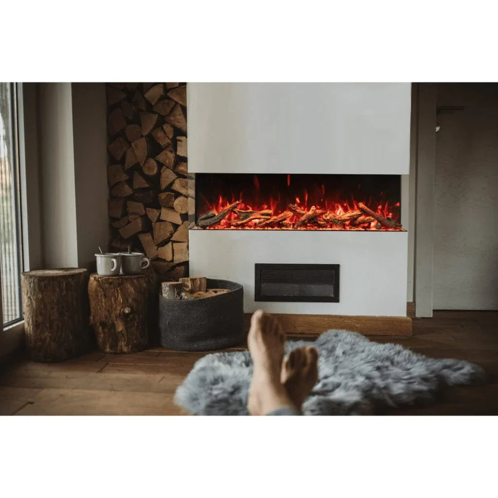 Amantii Tru View Bespoke 55" Three-Sided Indoor/Outdoor Electric Fireplace with Smart Control and Bluetooth