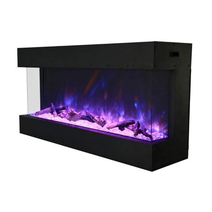 Amantii Tru-View XL Deep 40" Three-Sided Built-In Electric Fireplace with Driftwood Media