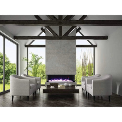 Amantii Tru-View XL Deep 72" Three-Sided Built-In Electric Fireplace with Multi-Color Flame and Ambient Canopy Lighting