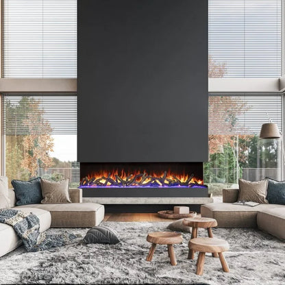 Amantii 85 Inch Tru View Bespoke Built-In Indoor / Outdoor 3 Sided Electric Fireplace