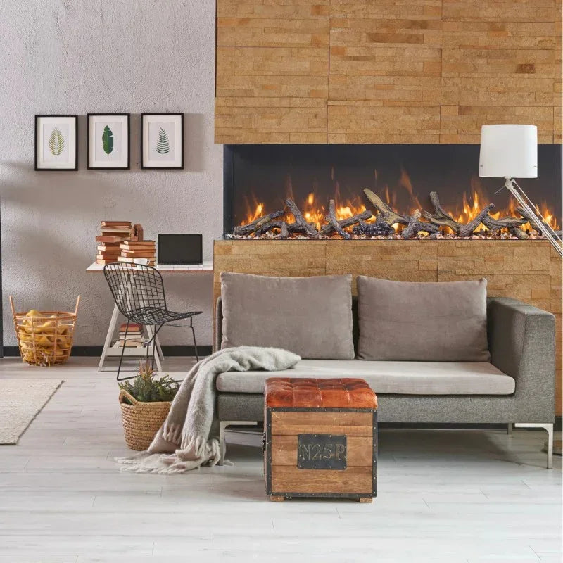 Amantii Tru View Extra Tall Lumina 88″ Indoor / Outdoor 3 Sided Smart Electric Fireplace (88-TRV-XT-XL-LUMINA)