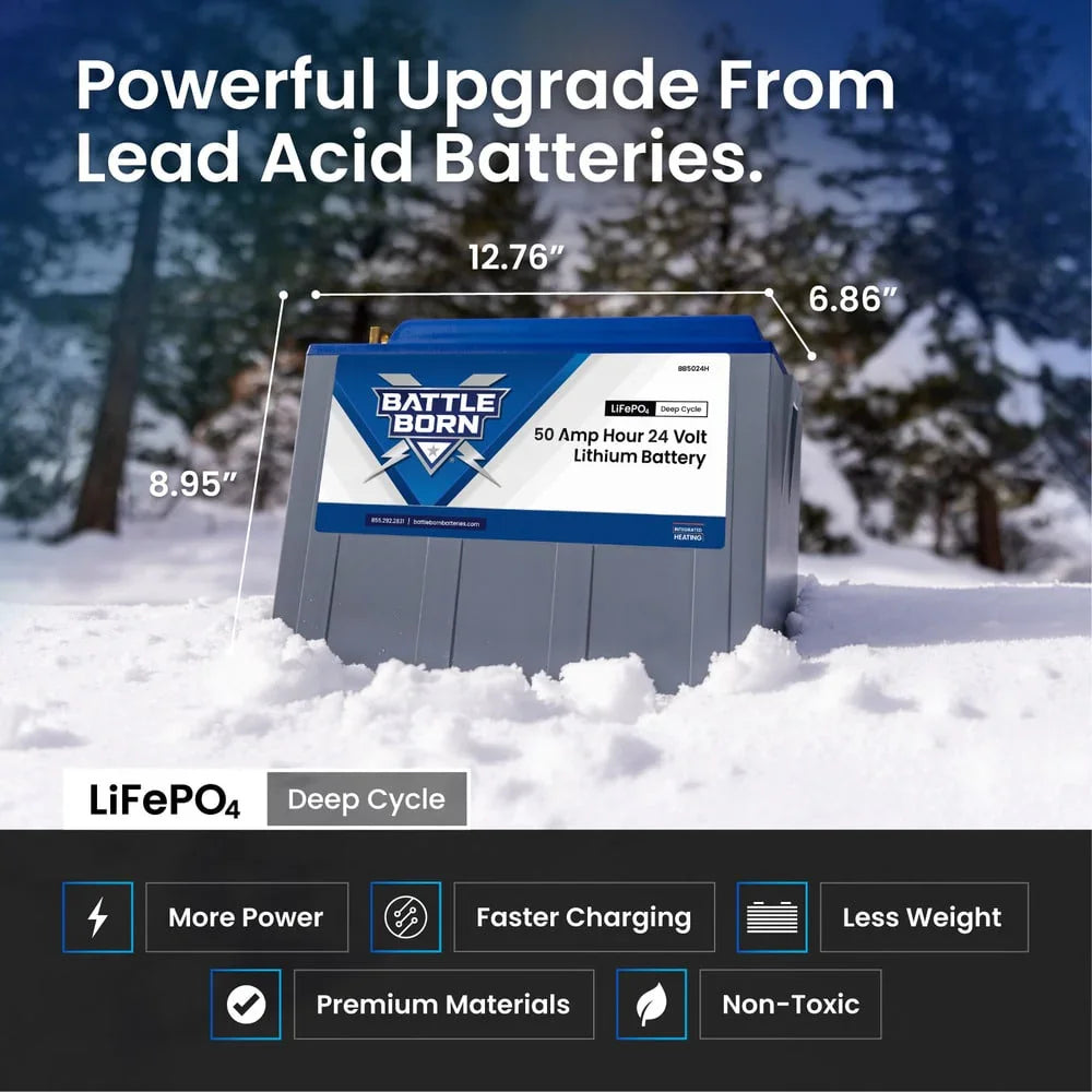 Battle Born 50Ah 24V LiFePO4 Heated Battery Kit