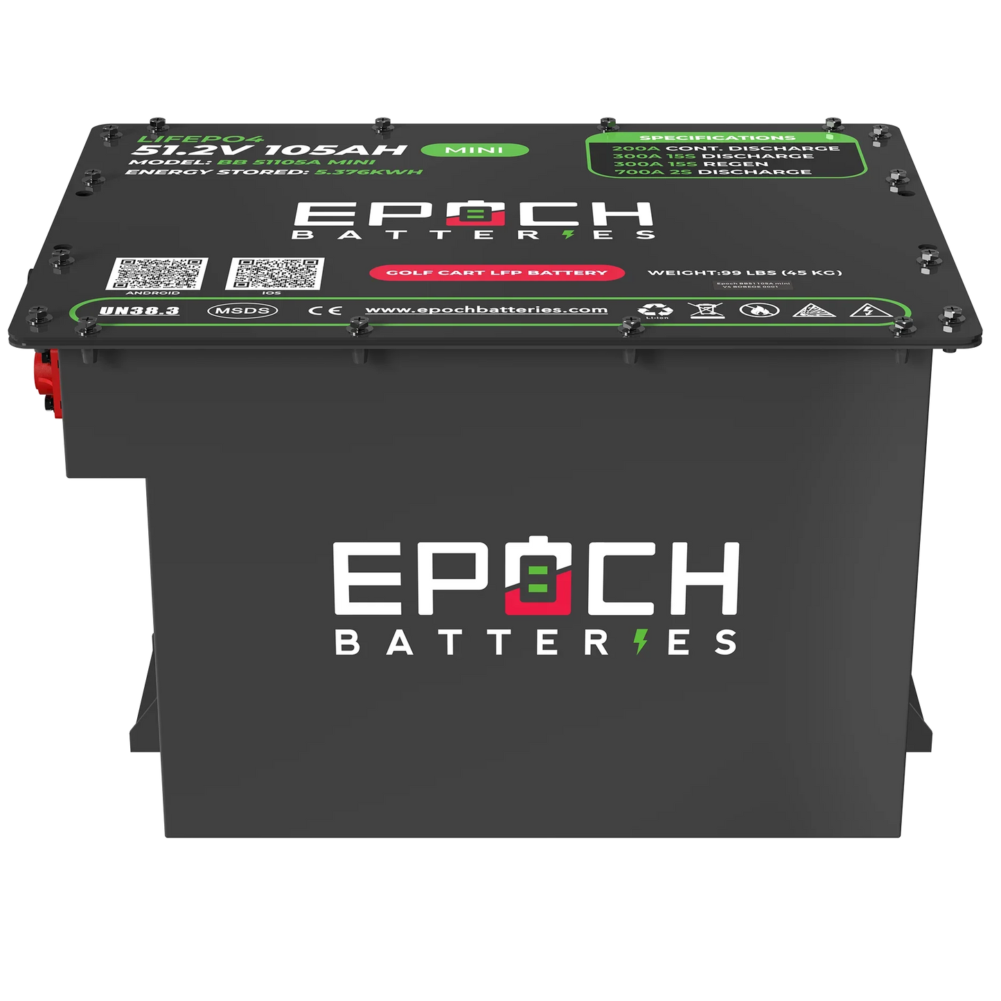 Epoch Batteries 48V 105Ah MINI - Lithium (LiFePO4) Golf Cart Battery - Complete Kit