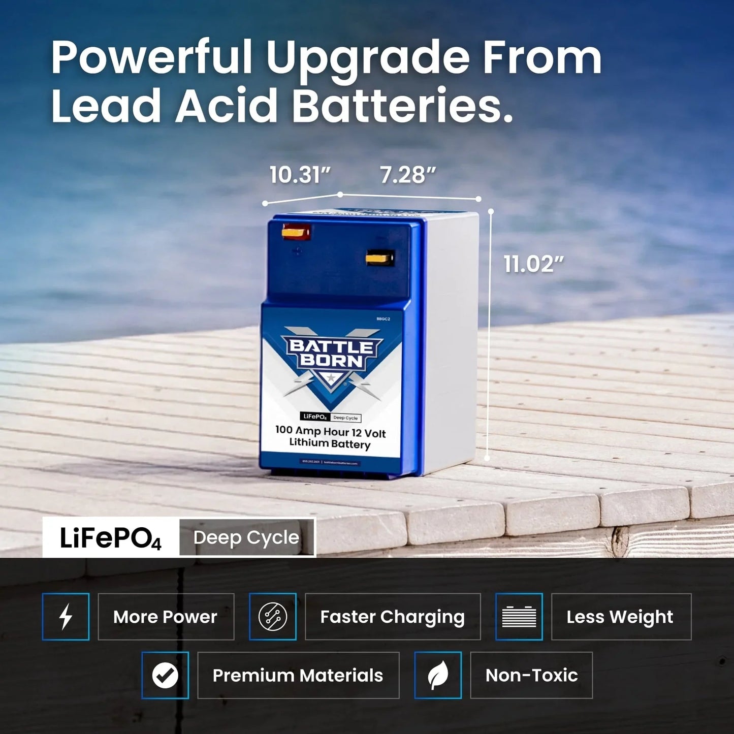 Battle Born 100Ah 12V GC2 LiFePO4 Deep Cycle Battery