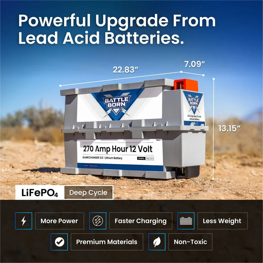 Battle Born 270Ah 12V GC3 LiFePO4 Heated Battery Kit