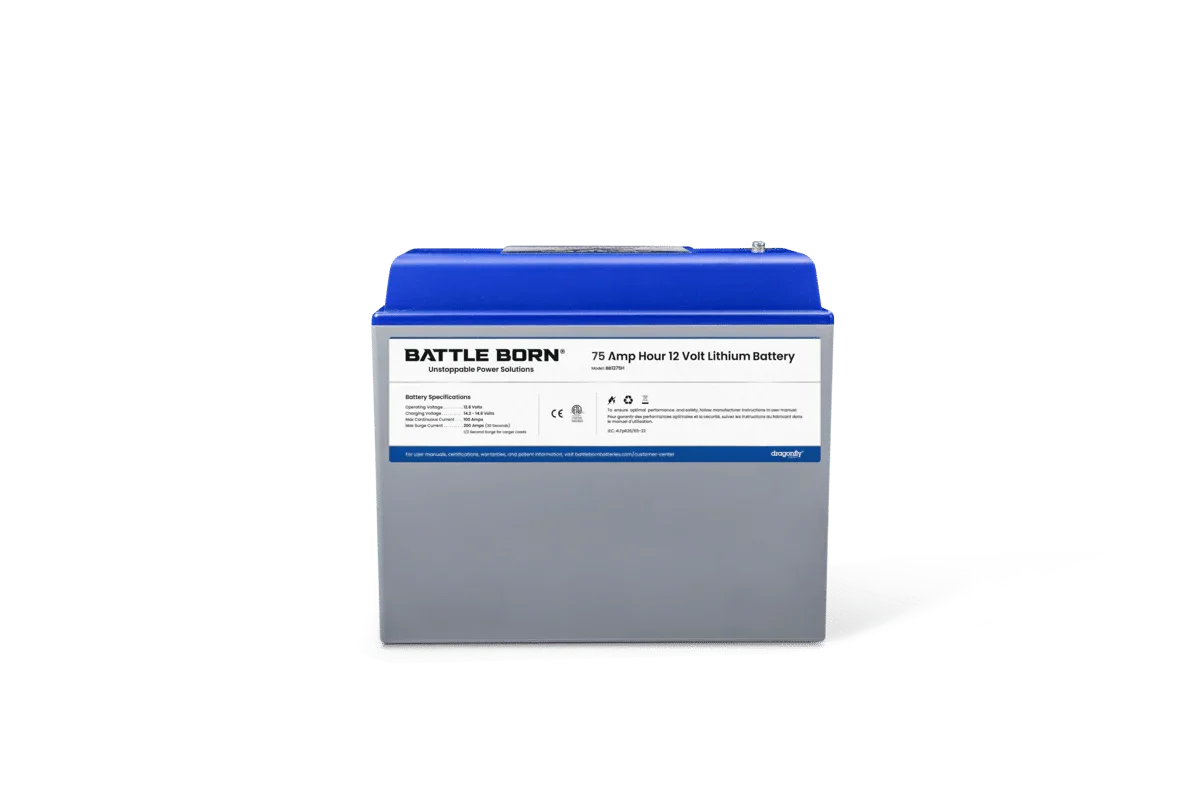 Battle Born 75Ah 12V Group 24 LiFePO4 Heated Battery Kit