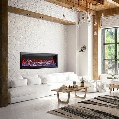 Amantii Symmetry Bespoke 74 Inch Indoor or Outdoor Built-In Electric Fireplace