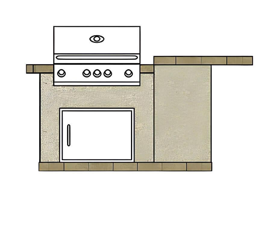 Cal Flame Kauai Q 4 Ft. L-Shaped BBQ Grill Island - BBK402