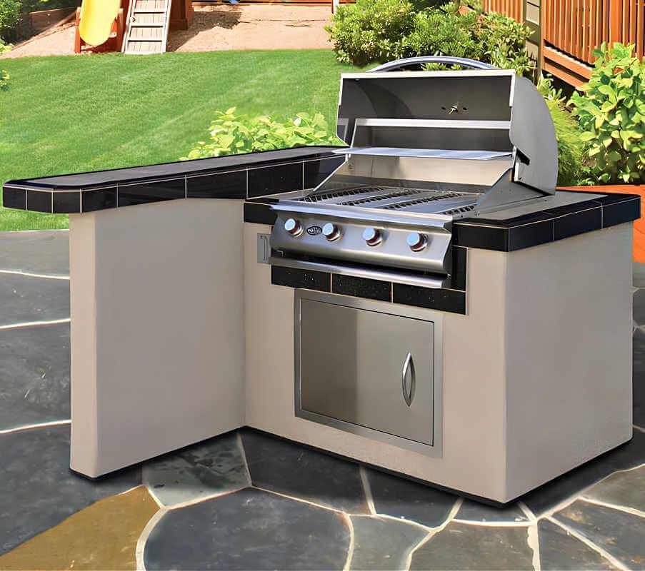 Cal Flame Maui Q 4 Ft. L-Shaped BBQ Grill Island - BBK401
