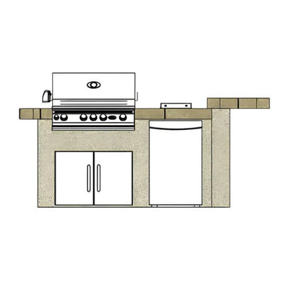 Cal Flame Malibu Q 8 Ft. L-Shaped BBQ Grill Island - BBK-830