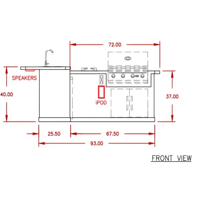 Cal Flame Carmel Q 8 Ft. L-Shaped Outdoor BBQ Kitchen Island - BBK870