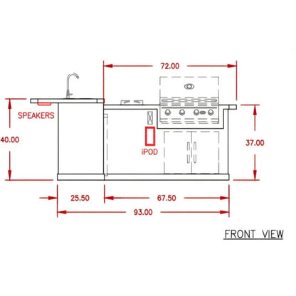Cal Flame Carmel Q 8 Ft. L-Shaped Outdoor BBQ Kitchen Island - BBK870