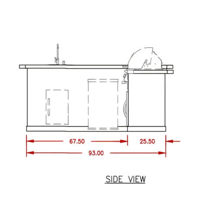 Cal Flame Carmel Q 8 Ft. L-Shaped Outdoor BBQ Kitchen Island - BBK870