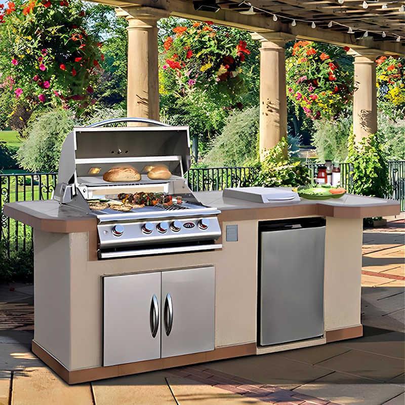Cal Flame Avalon Q 8 Ft. L-Shaped BBQ Grill Island - BBK820