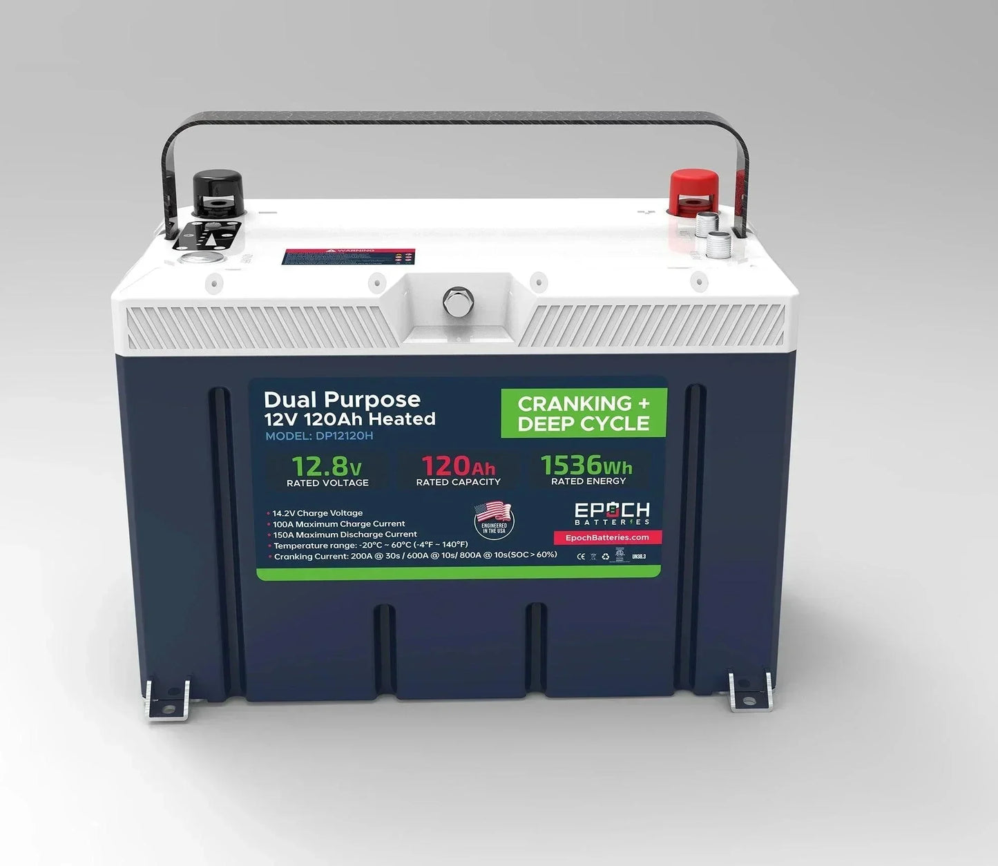 Epoch Batteries 12V 120Ah Pro Series - LiFePO4 Cranking & Deep Cycle Lithium Battery (Dual Purpose)