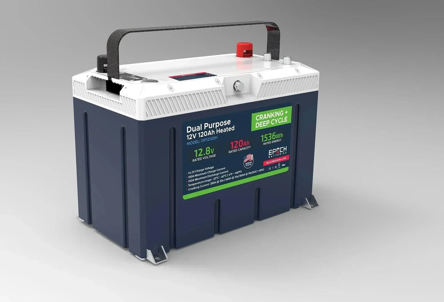 Epoch Batteries 12V 120Ah Pro Series - LiFePO4 Cranking & Deep Cycle Lithium Battery (Dual Purpose)