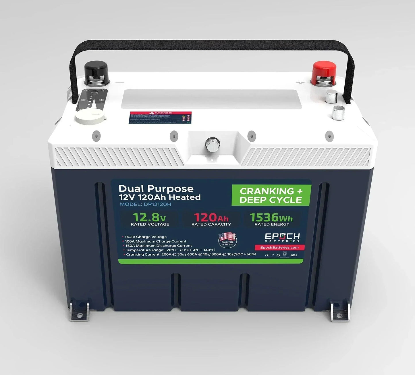 Epoch Batteries 12V 120Ah Pro Series - LiFePO4 Cranking & Deep Cycle Lithium Battery (Dual Purpose)