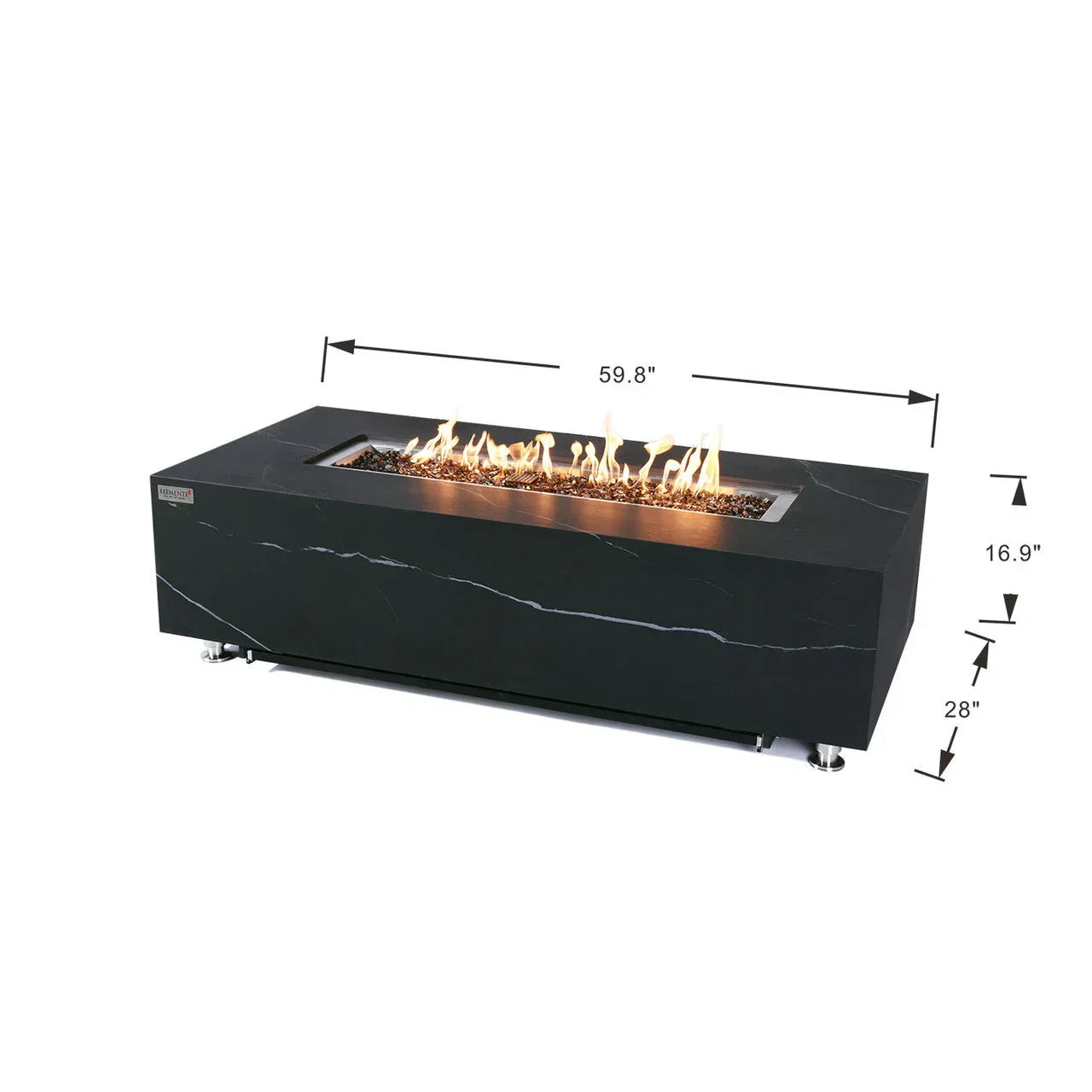 Elementi Plus - Varna Marble Porcelain Fire Table 60"
