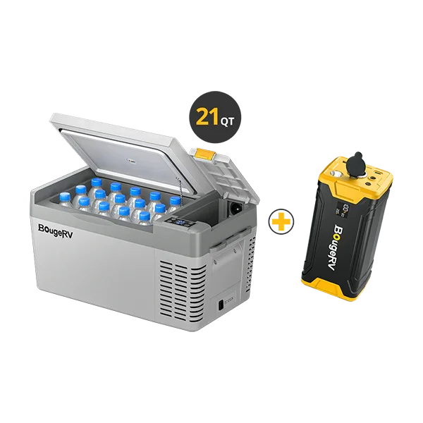 BougeRV CRPRO20 21 Quart 12V Portable Car Fridge Freezer White