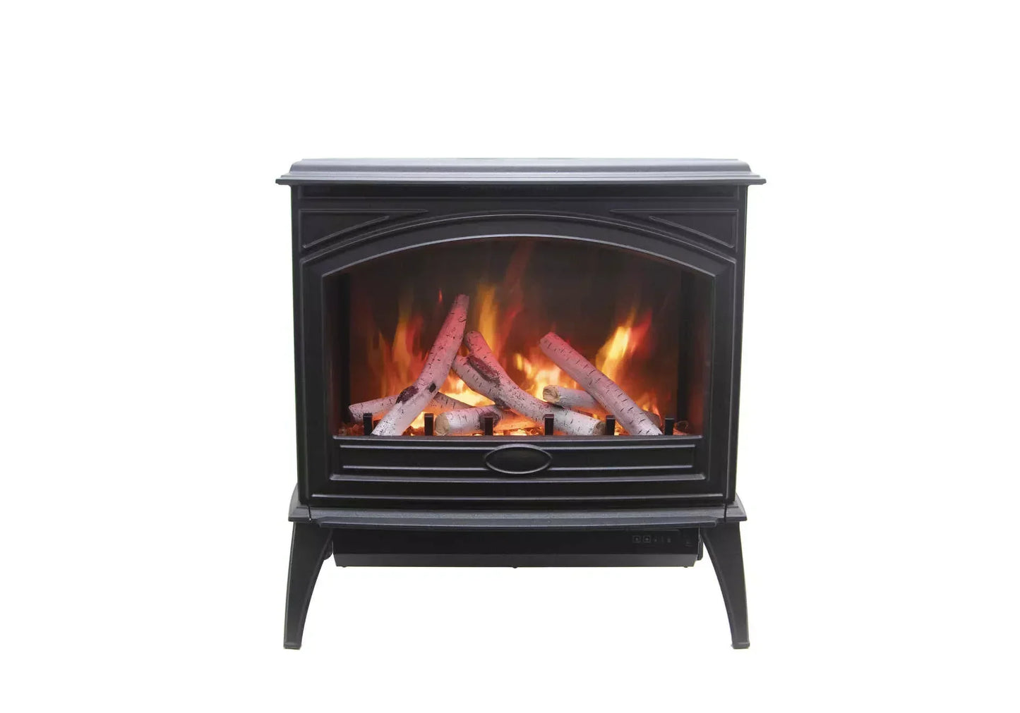Amantii E50-NA Lynwood Series - 50 cm Freestand Electric Stove Featuring a Cast Iron Frame and a 10 Piece Birch Log Set