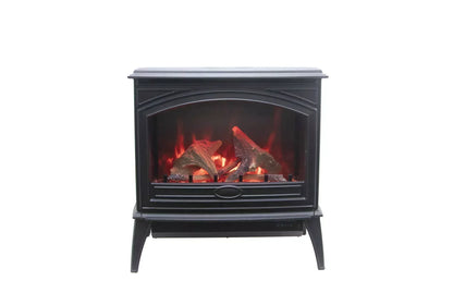 Amantii E70-NA Lynwood Series - 70 cm Freestand Electric Stove Featuring a Cast Iron Frame and a 10 Piece Birch Log Set