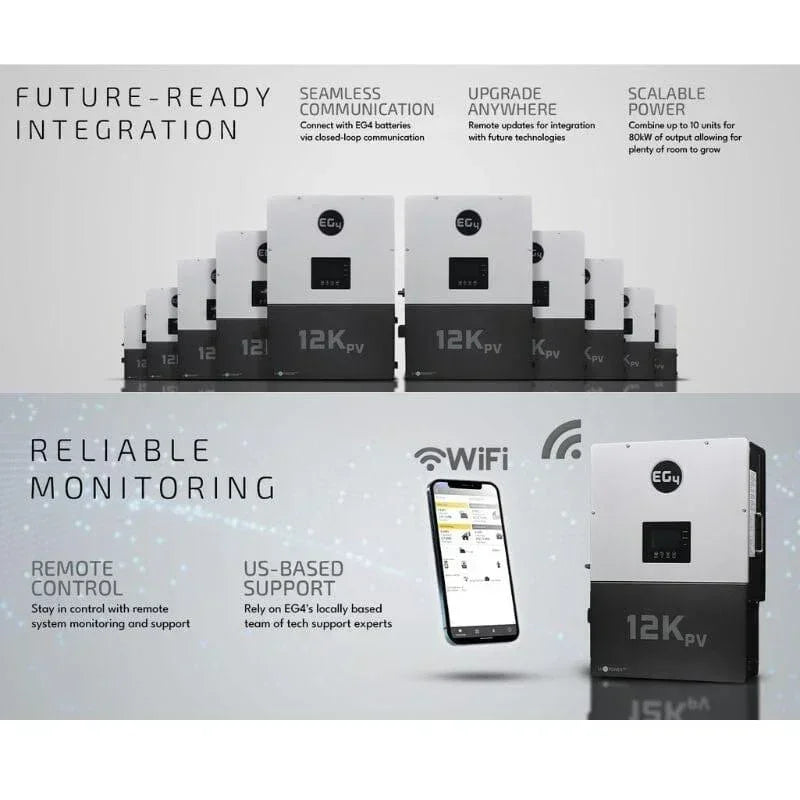 EG4 12kPV Hybrid Inverter 12000W Input 120/240V Split Phase | All-In-One Hybrid Solar Inverter