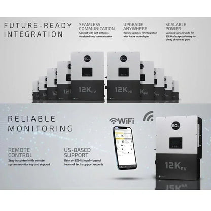 EG4 12kPV Hybrid Inverter 12000W Input 120/240V Split Phase | All-In-One Hybrid Solar Inverter