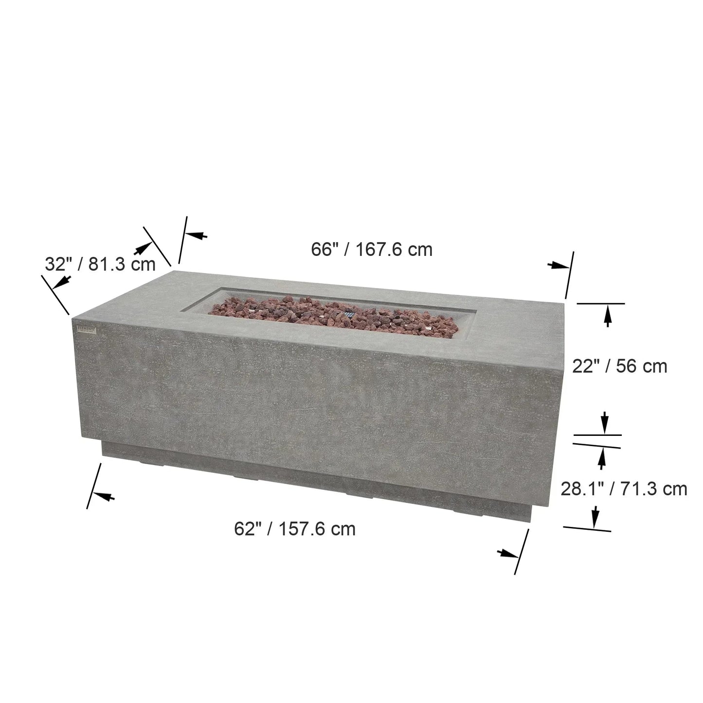 Elementi Andes Fire Table - Light Gray