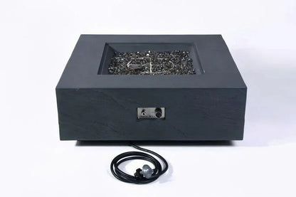 Elementi Plus Roraima 40" Square Slate Black Concrete Natural Gas Fire Table