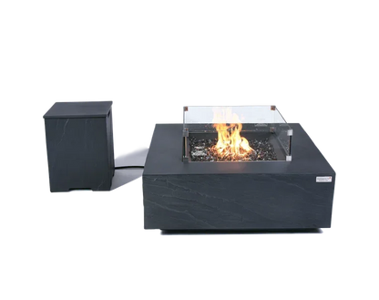 Elementi Plus Roraima 40" Square Slate Black Concrete Natural Gas Fire Table
