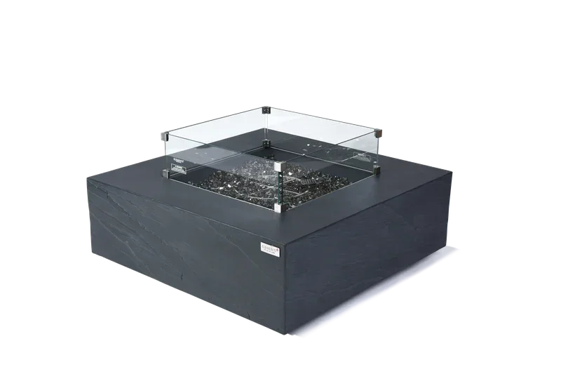 Elementi Plus Roraima 40" Square Slate Black Concrete Natural Gas Fire Table
