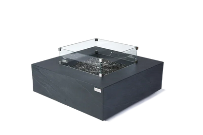 Elementi Plus Roraima 40" Square Slate Black Concrete Natural Gas Fire Table