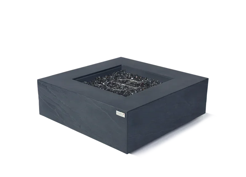Elementi Plus Roraima 40" Square Slate Black Concrete Natural Gas Fire Table