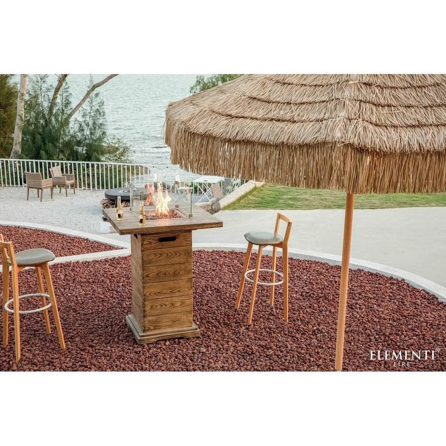 Elementi Rova 34" Redwood Concrete Propane Bar Table